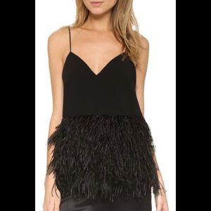 Elizabeth and James “Silvana” Feather Ostrich Tank Black Top Size: 2 (XS)